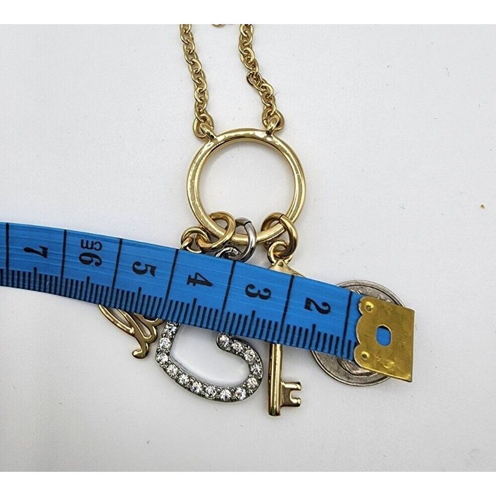 Lia Sophia Unlock Love Shiny Gold Crystal Love, Key, Heart Charms Necklace 34" - Picture 6 of 6